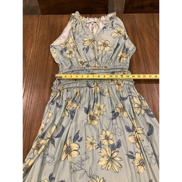 Current Air Sleeveless A Line Floral V Neck Smocked Waist knee length Dress M - Picture 6 of 8